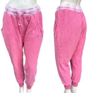 Vintage 90s B.U.M. Equipment Pink Plush Casual Jogger Sweatpants Size Medium